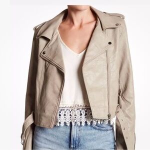Romeo & Juliet Couture Taupe Faux Leather Moto Jacket new size S